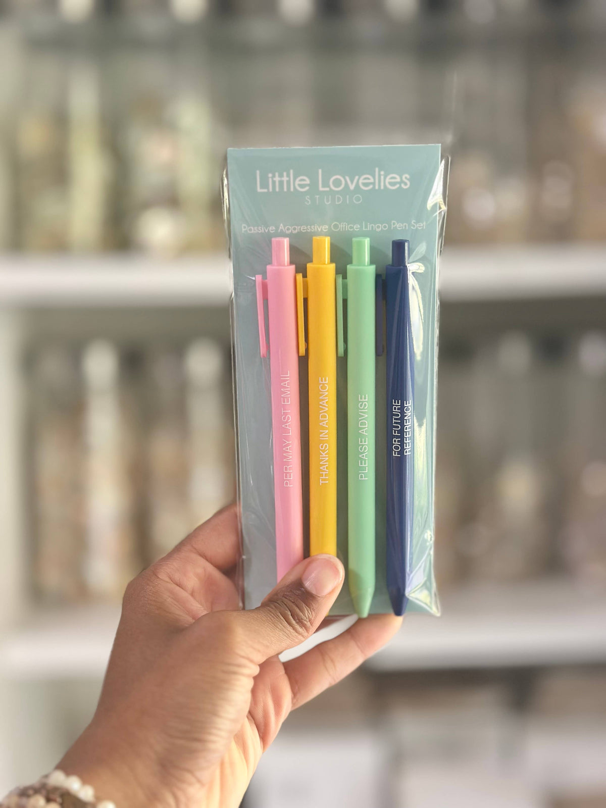 Little Lovelies Studio - Passive Aggressive Office Lingo Pen Set – Set of 4 Black Ink
