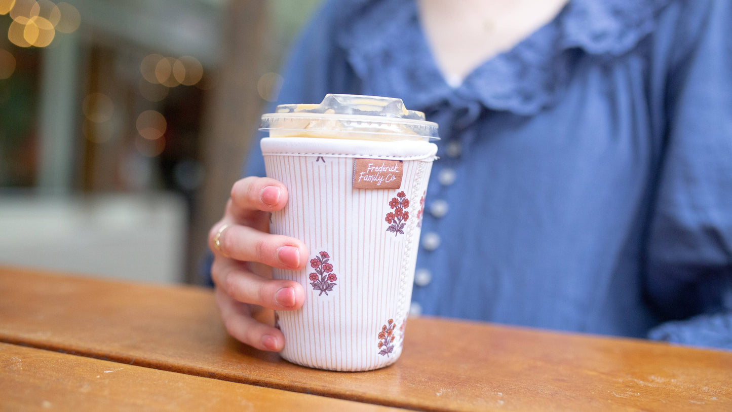 Frederick Family Co. - Reusable Iced Coffee Sleeve, Cute Cup Holder Drink Sleeve, Coffee Lover Gift, Cold Drink Sleeve for Iced Coffee Cups