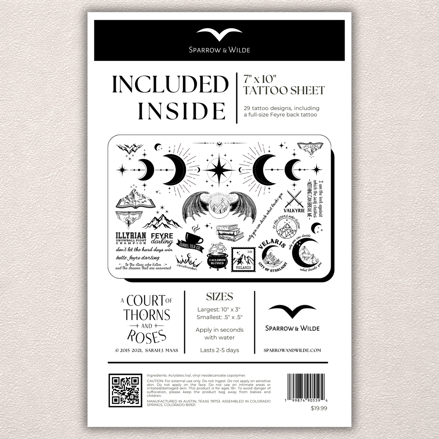 Temporary Tattoo Sheet | ACOTAR