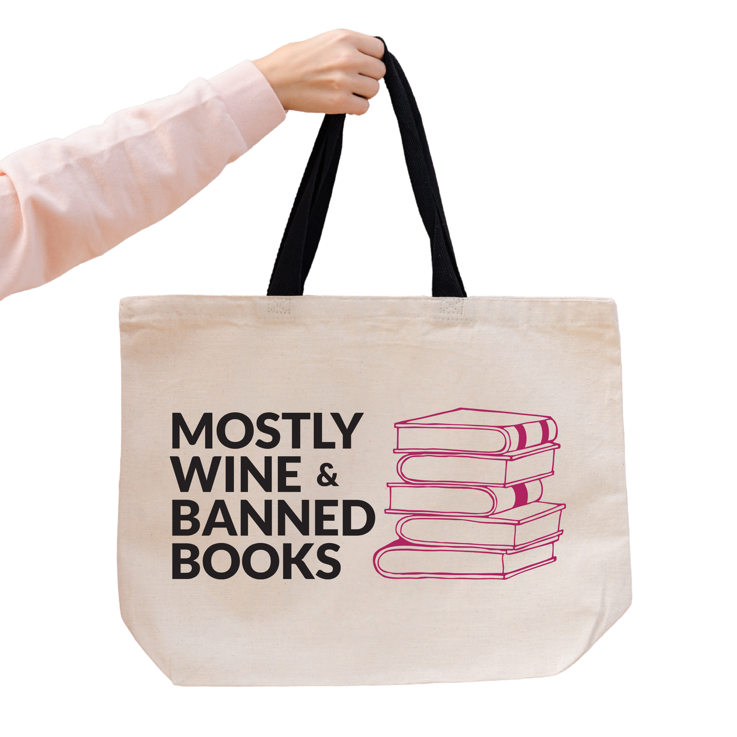 SHEWOLF Designs - Tote: Wine & Banned Books—Bold Bag for Readers & Activists