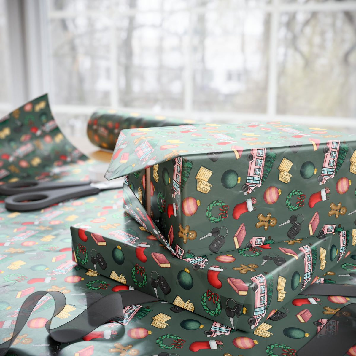Bookmobile Doodle Wrapping Paper