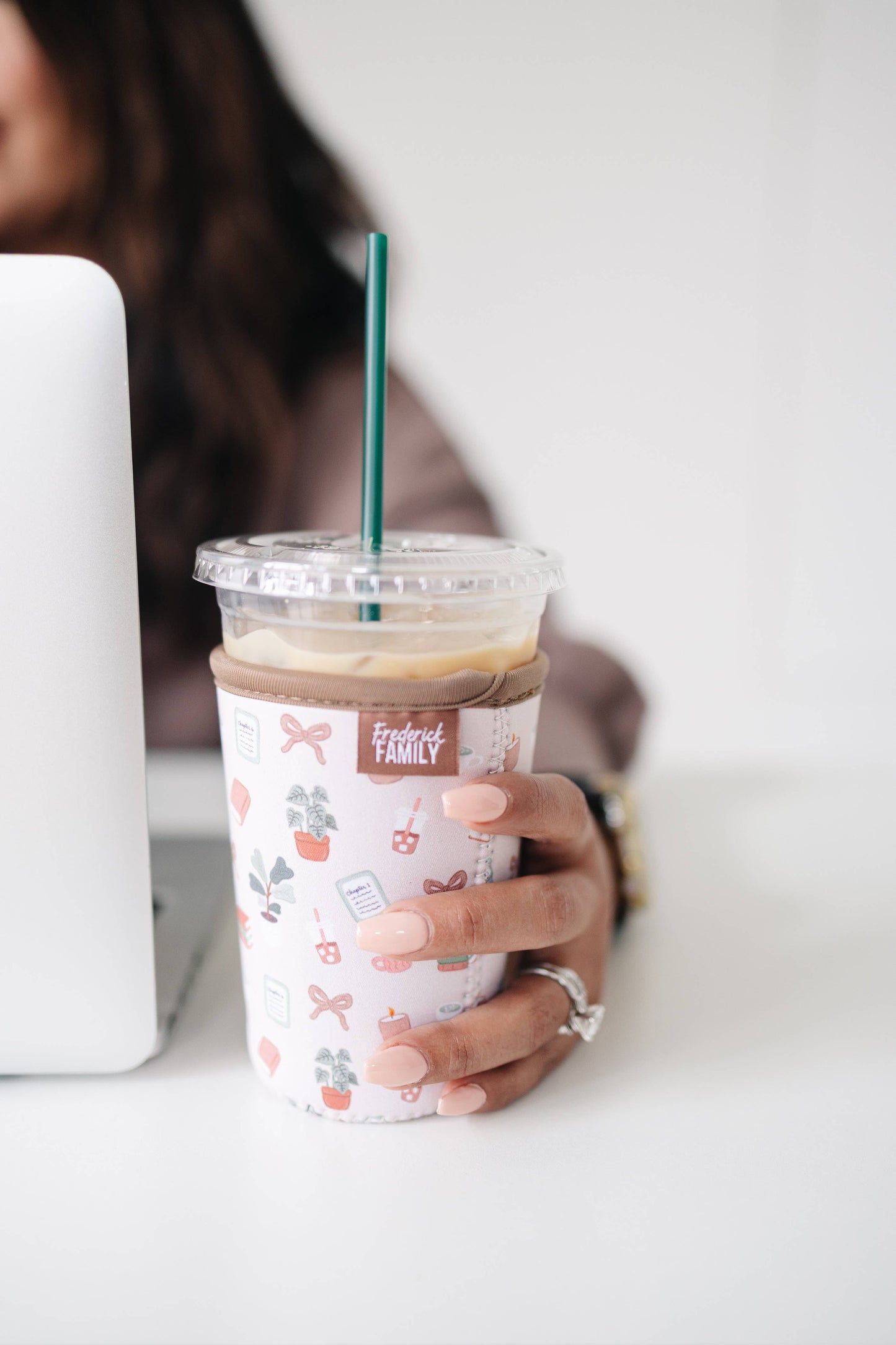 Frederick Family Co. - Reusable Iced Coffee Sleeve, Cute Cup Holder Drink Sleeve, Coffee Lover Gift, Cold Drink Sleeve for Iced Coffee Cups