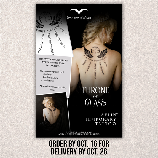Sparrow and Wilde - Temporary Tattoo Sheet | Throne of Glass | Aelin Back Tattoo