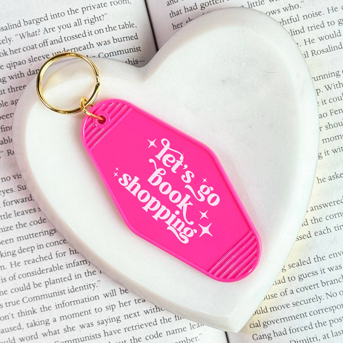 The Swoon Room - Let's Go Book Shopping Motel Keychain