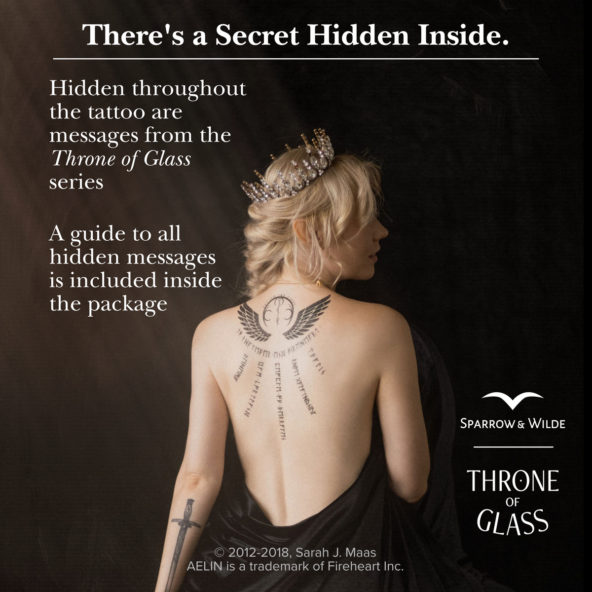 Sparrow and Wilde - Temporary Tattoo Sheet | Throne of Glass | Aelin Back Tattoo