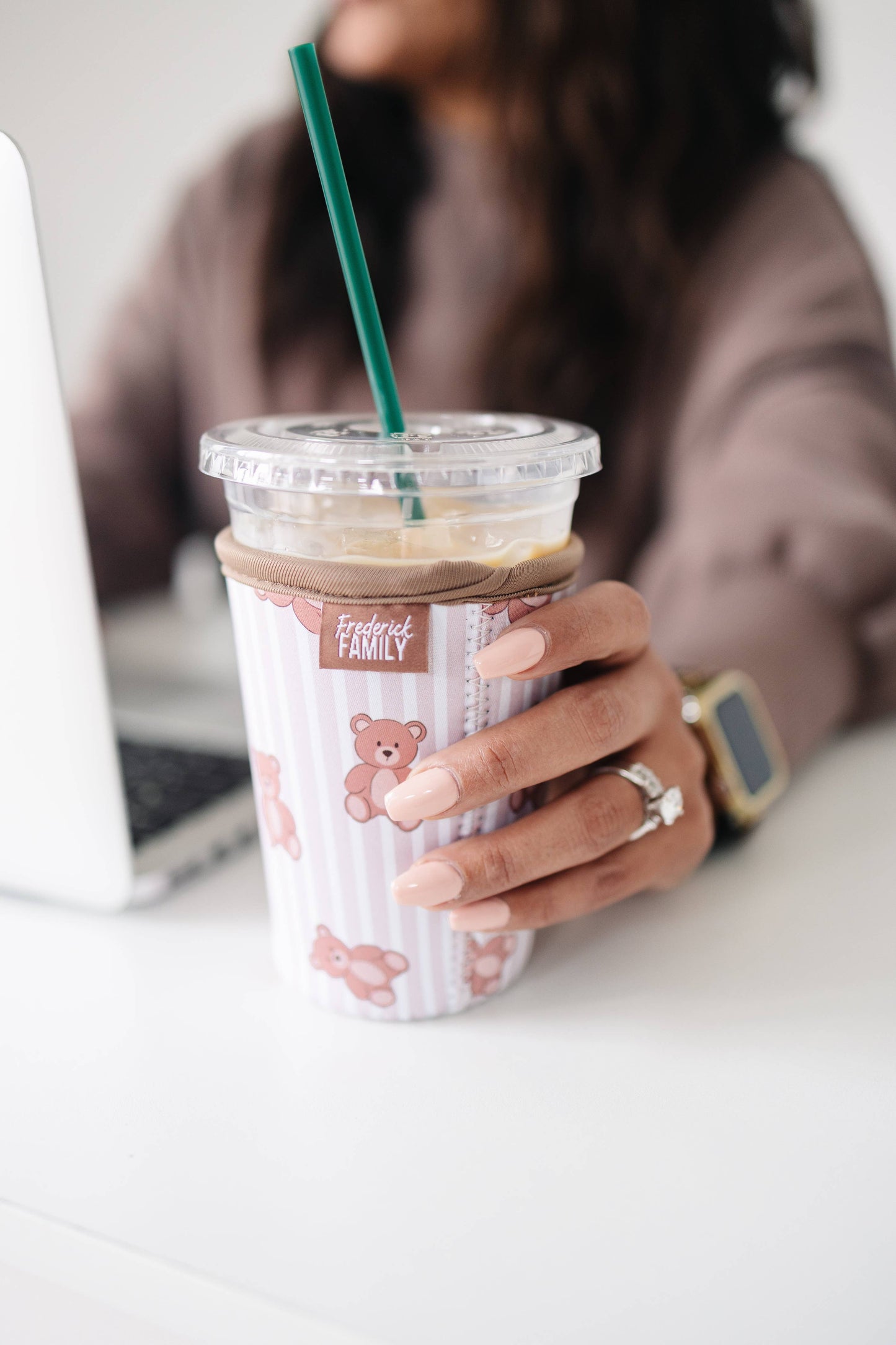 Frederick Family Co. - Reusable Iced Coffee Sleeve, Cute Cup Holder Drink Sleeve, Coffee Lover Gift, Cold Drink Sleeve for Iced Coffee Cups