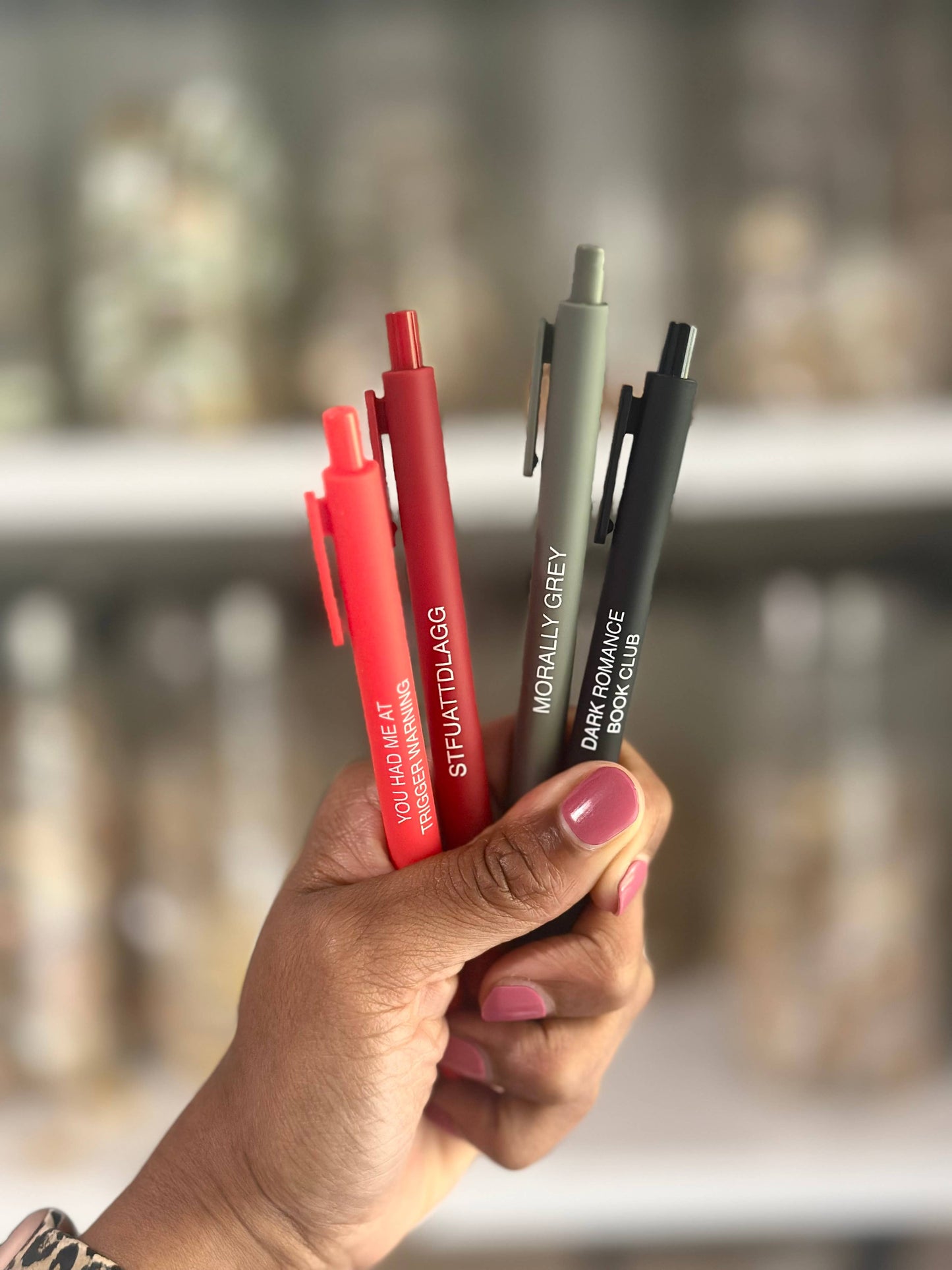 Little Lovelies Studio - Dark Romance Pen Set – Set of 4 Black Ink Click Pens