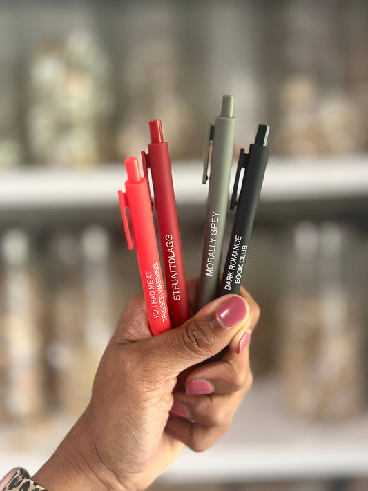 Little Lovelies Studio - Dark Romance Pen Set – Set of 4 Black Ink Click Pens
