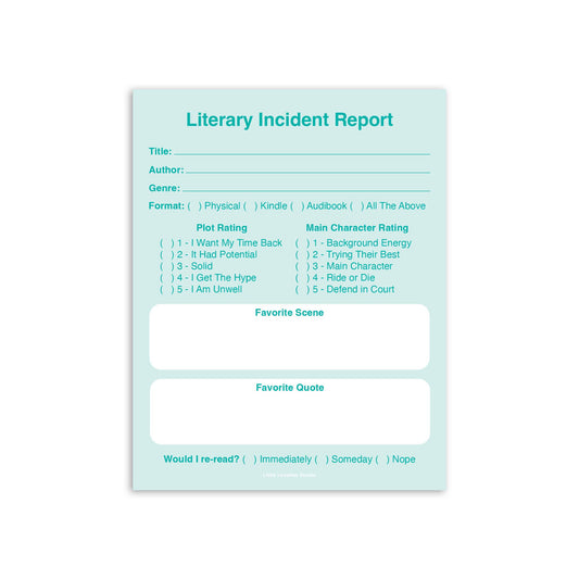 Little Lovelies Studio - Literary Incident Report Notepad | Book Review Pad
