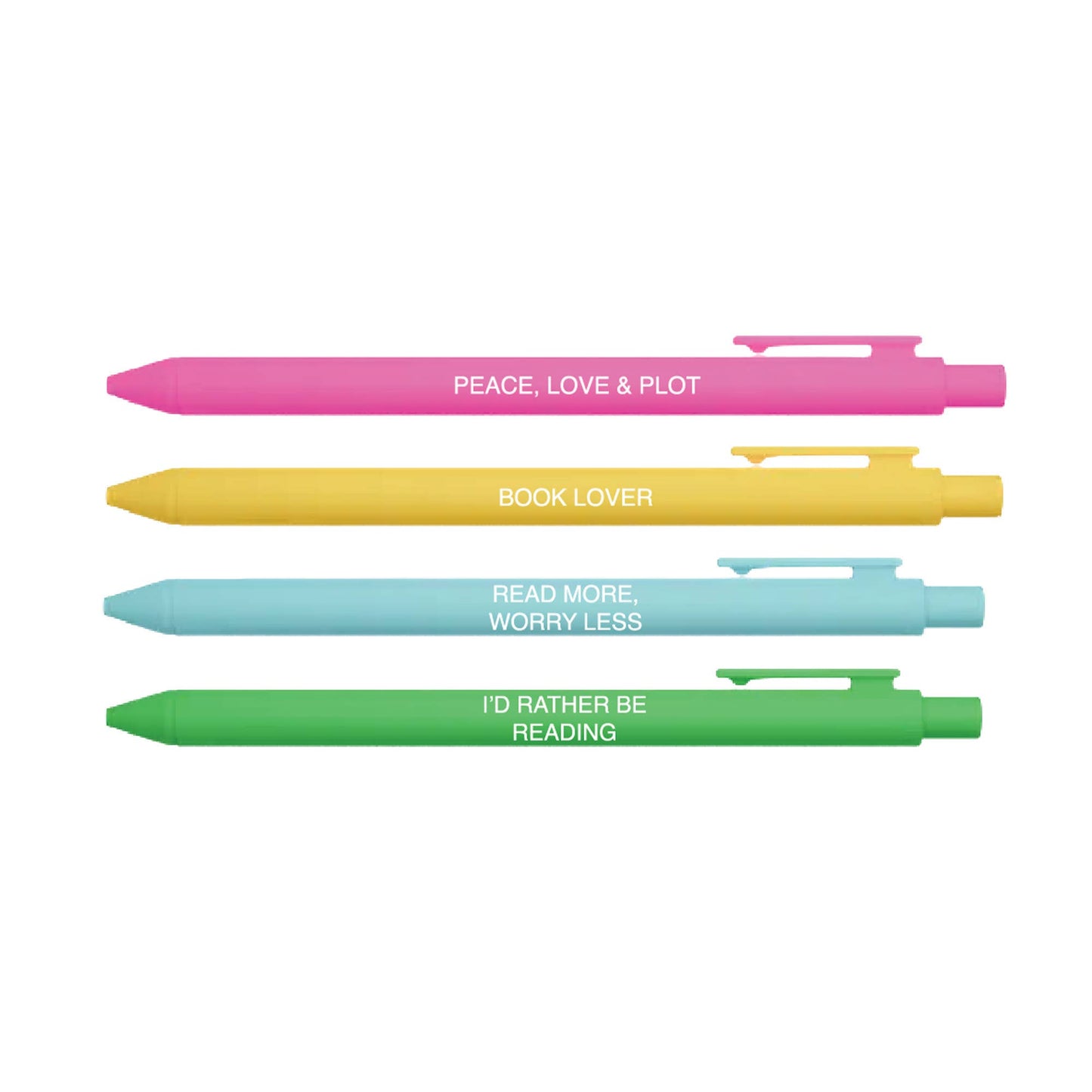 Little Lovelies Studio - The Reader Pen Set – Set of 4 Black Ink Click Pens