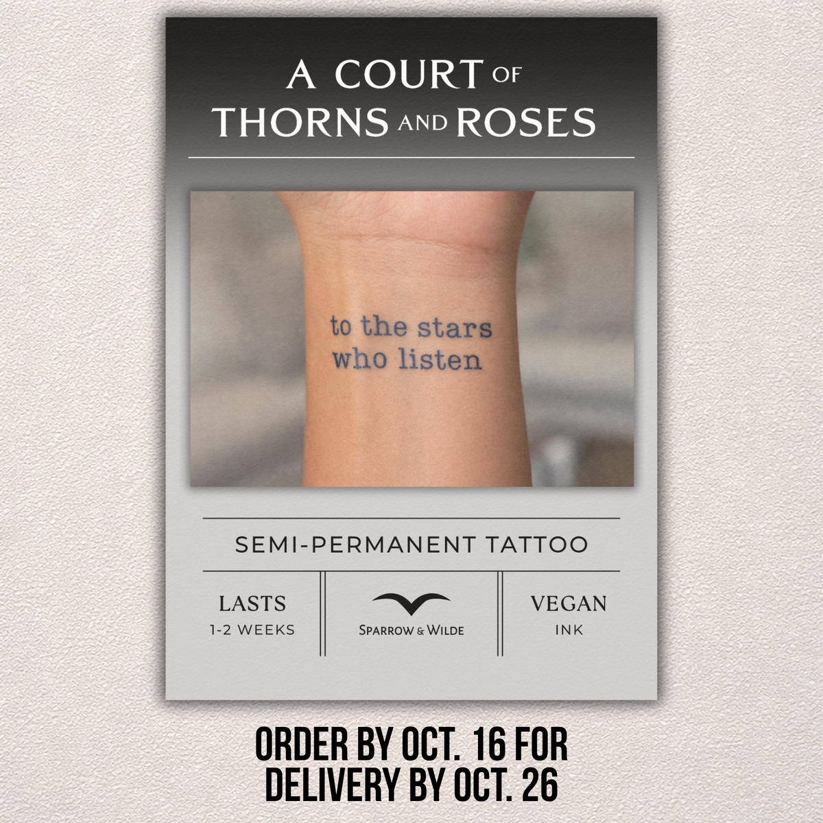 Sparrow and Wilde - Semi-Permanent Tattoo | ACOTAR - To The Stars Who Listen