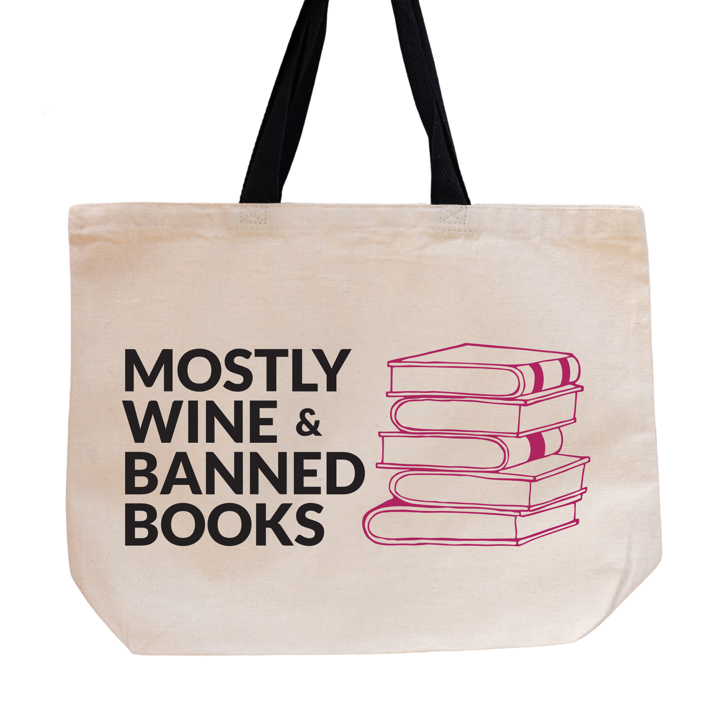 SHEWOLF Designs - Tote: Wine & Banned Books—Bold Bag for Readers & Activists
