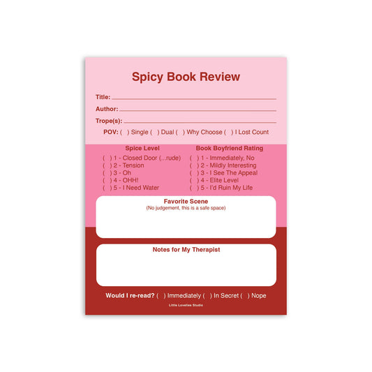 Little Lovelies Studio - Spicy Book Review Notepad | Romance Reader Pad