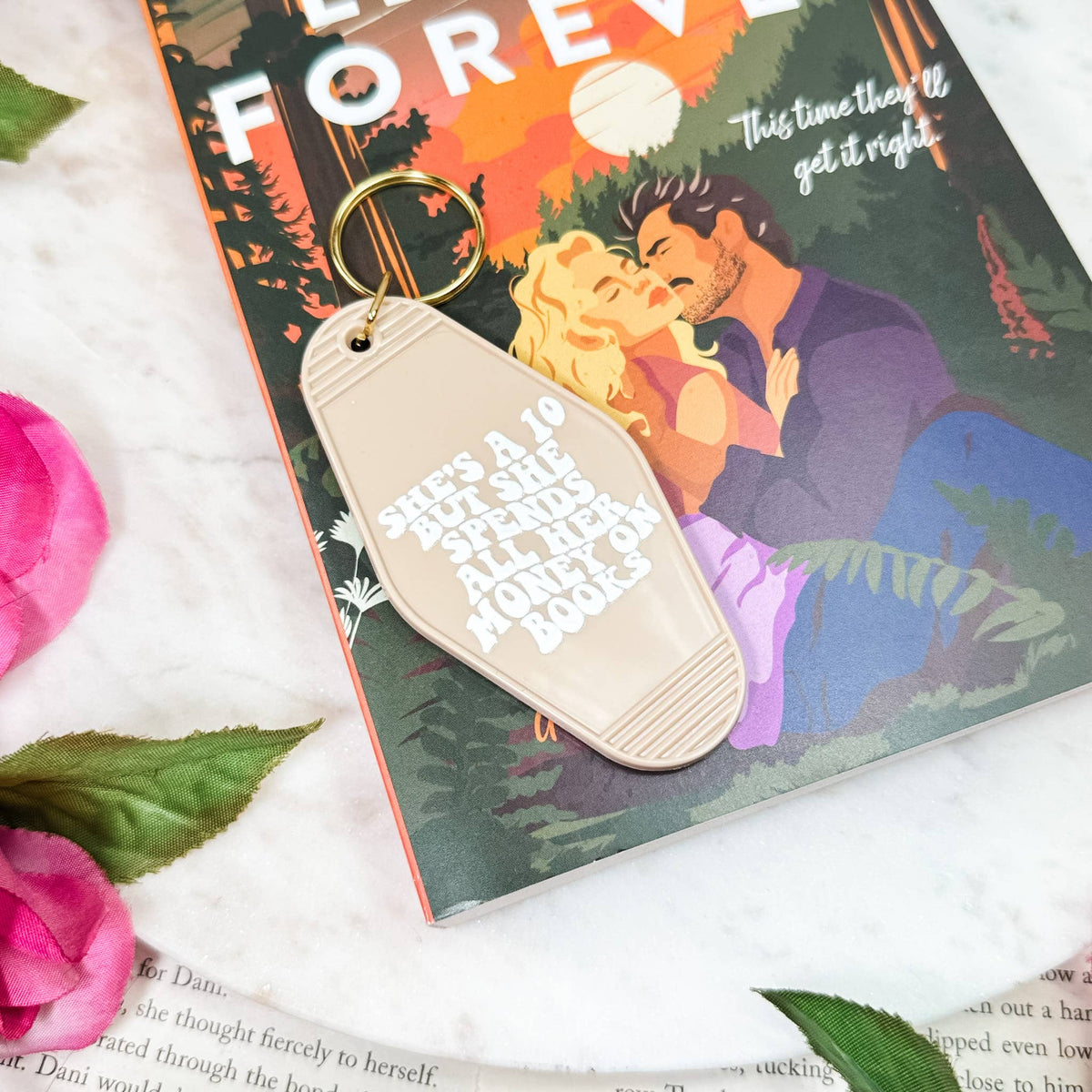 The Swoon Room - She's a Ten But Spends All Her Money On Books Motel Keychain