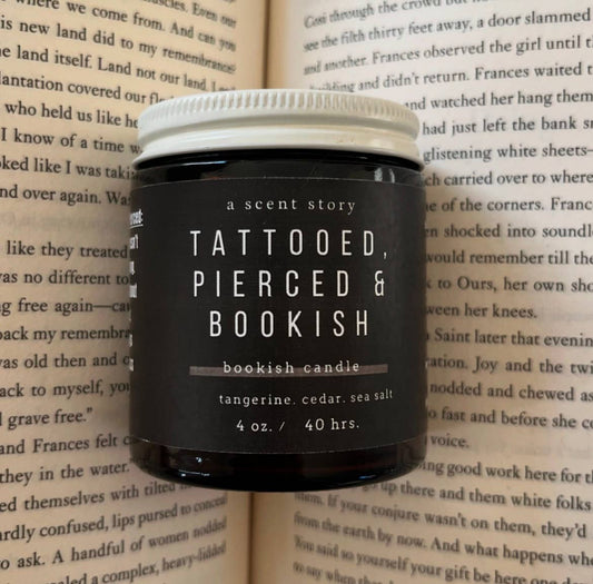 A Scent Story Candle Co - Tattooed, Pierced & Bookish | Bookish Candle | Soy Wax 4oz