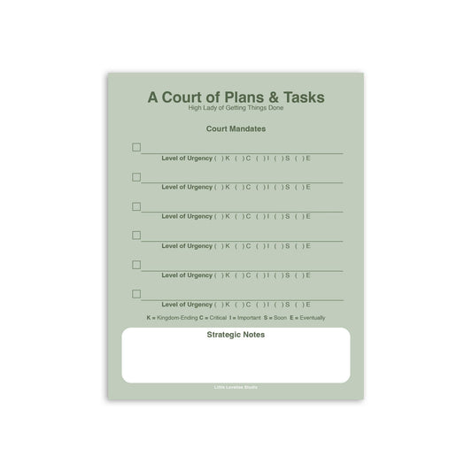 Little Lovelies Studio - A Court of Plans & Tasks Notepad | Fantasy To Do List