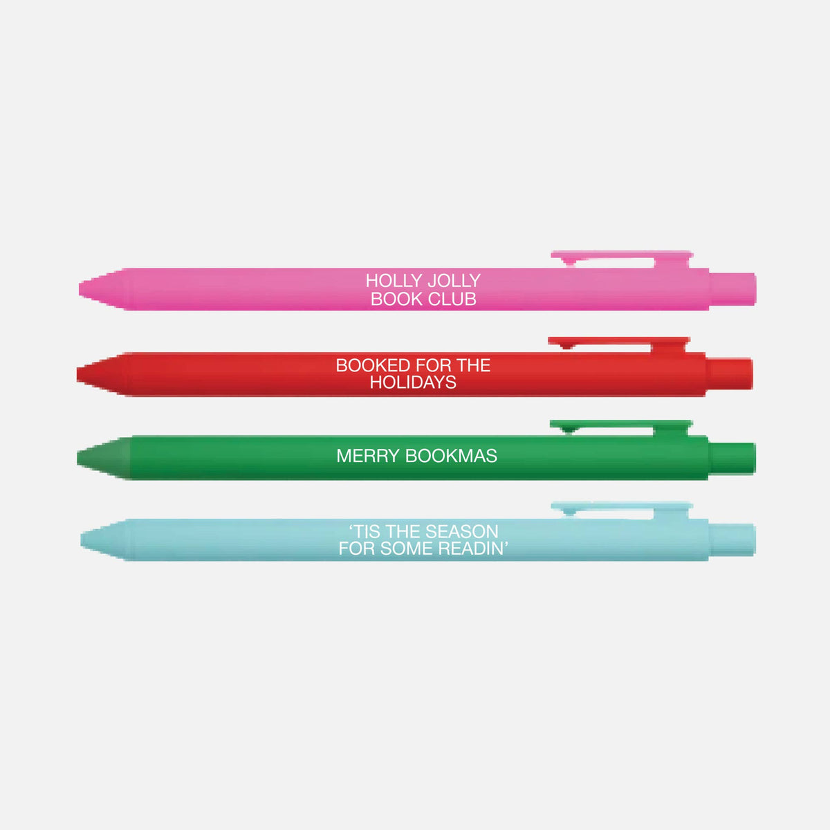Little Lovelies Studio - Bookish Holiday Pen Set – 4-Pack Christmas Click Pens