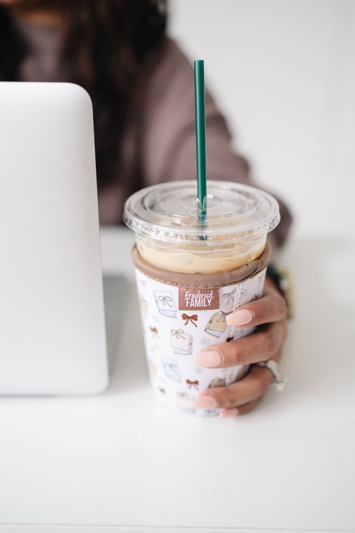 Frederick Family Co. - Reusable Iced Coffee Sleeve, Cute Cup Holder Drink Sleeve, Coffee Lover Gift, Cold Drink Sleeve for Iced Coffee Cups