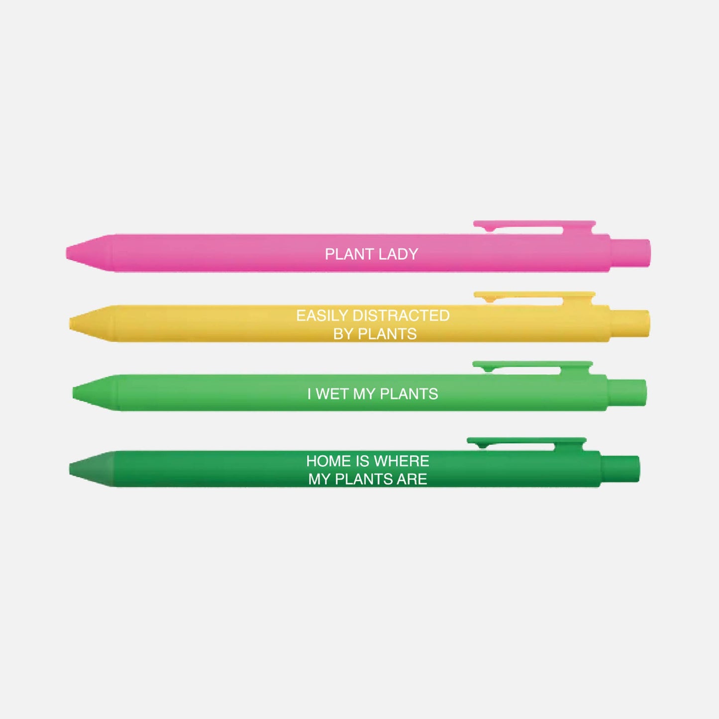 Little Lovelies Studio - Plant Lady Pen Set – Funny 4 Pack of Black Ink Click Pens