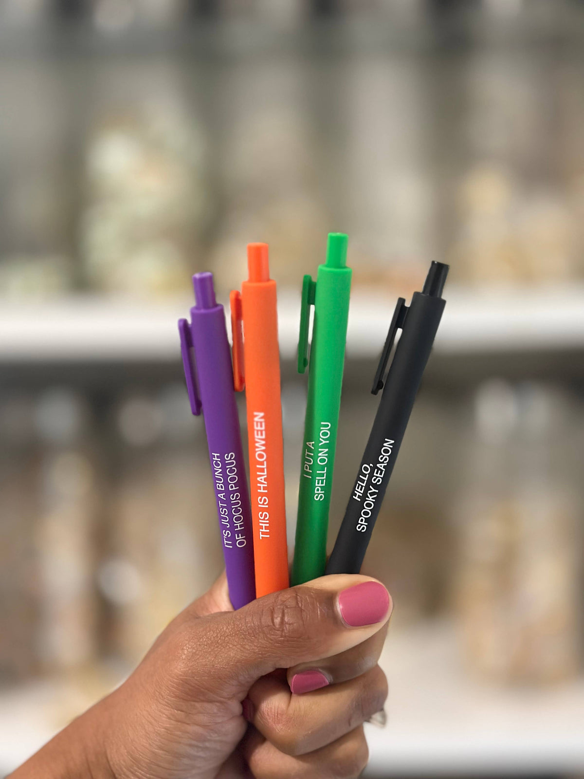 Little Lovelies Studio - Spooky Season Pen Set – Set of 4 Black Ink Halloween Pens