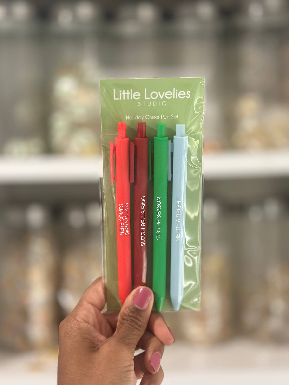 Little Lovelies Studio - Holiday Cheer Pen Set – 4-Pack Festive Christmas Pens